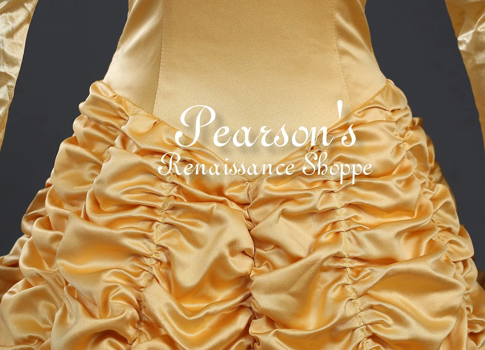 Beauty And Beast Belle two Piece Set Brocade Ruffle Cosplay Costume - Image 8