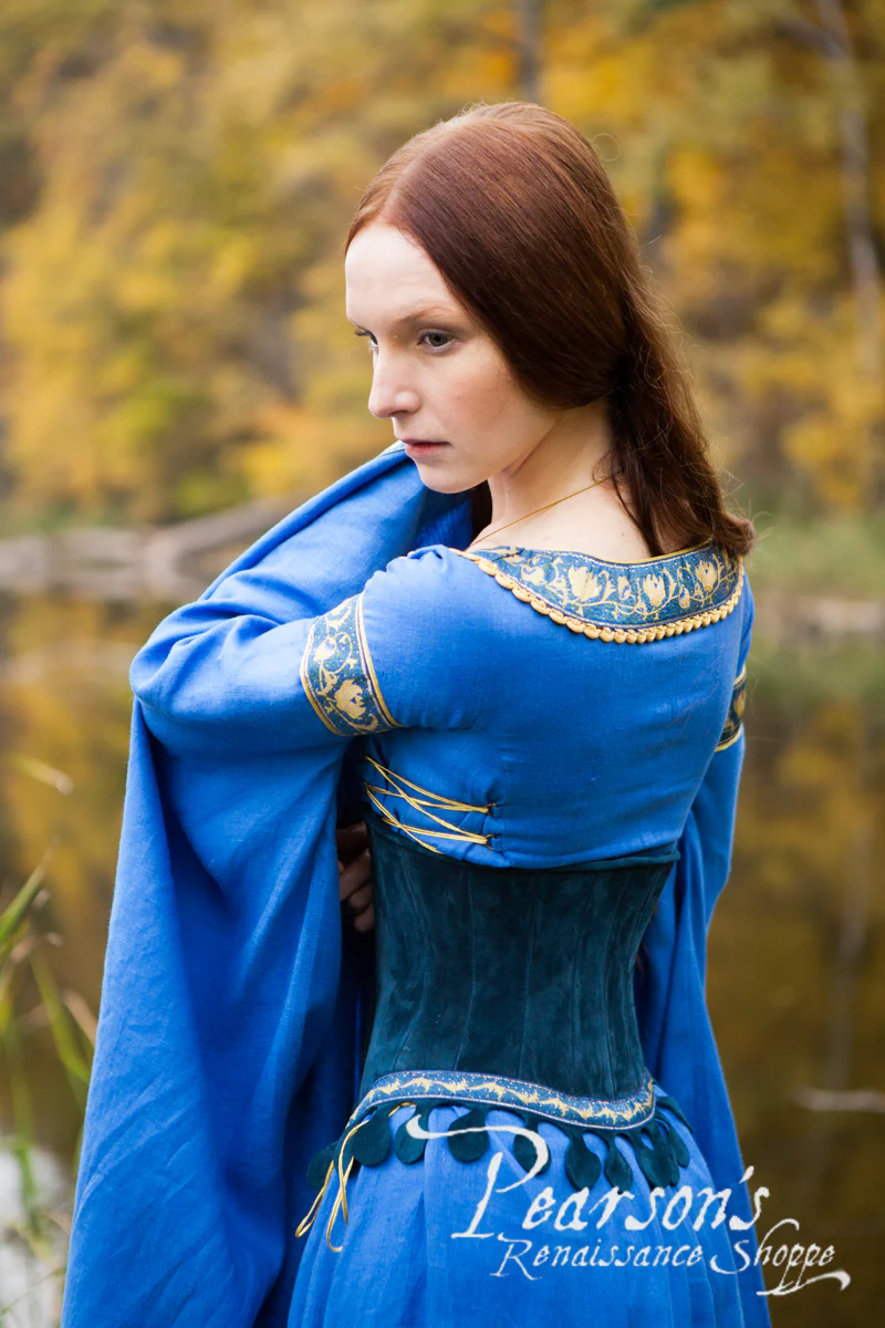 Lady of the Lake Dress with Medieval Suede Corset - Image 3