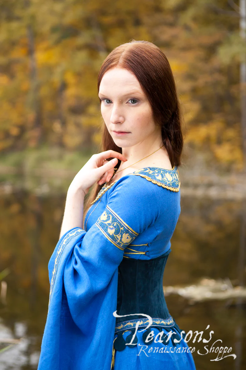 Lady of the Lake Dress with Medieval Suede Corset - Image 4