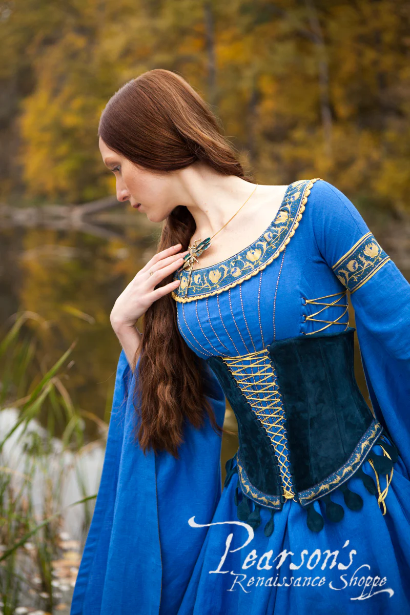 Lady of the Lake Dress with Medieval Suede Corset - Image 5