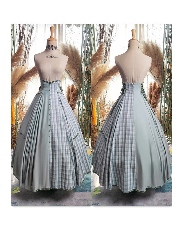 Plaid High Waist Flared Maxi Skirt - Image 4